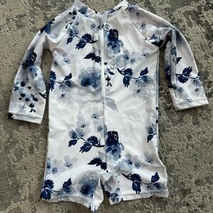 Navy Floral Kids One Piece Swimsuit
